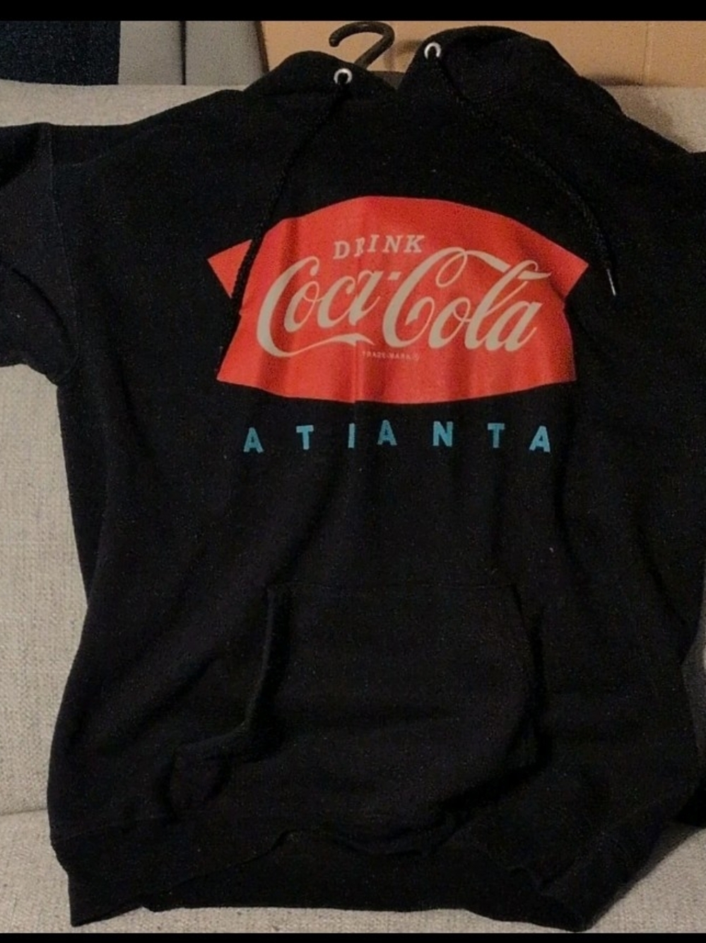 Coca Cola Black Hoodie with Red Logo and Teal Accents